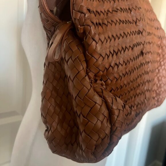 Sondra Roberts Brown Basketweave Hobo Shoulder Bag Purse - Picture 11 of 16